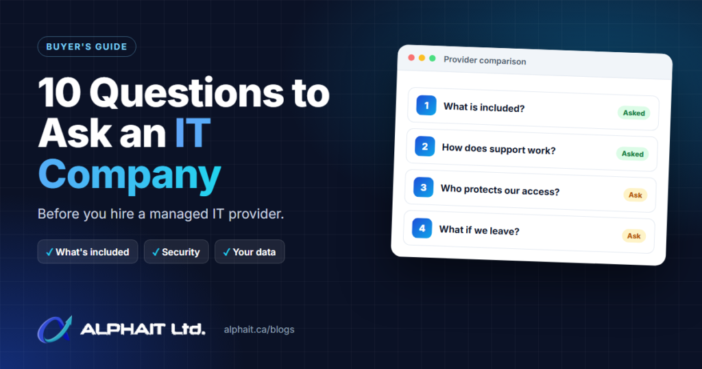 10 questions to ask an IT company: a provider comparison worksheet covering what is included, support, security and leaving