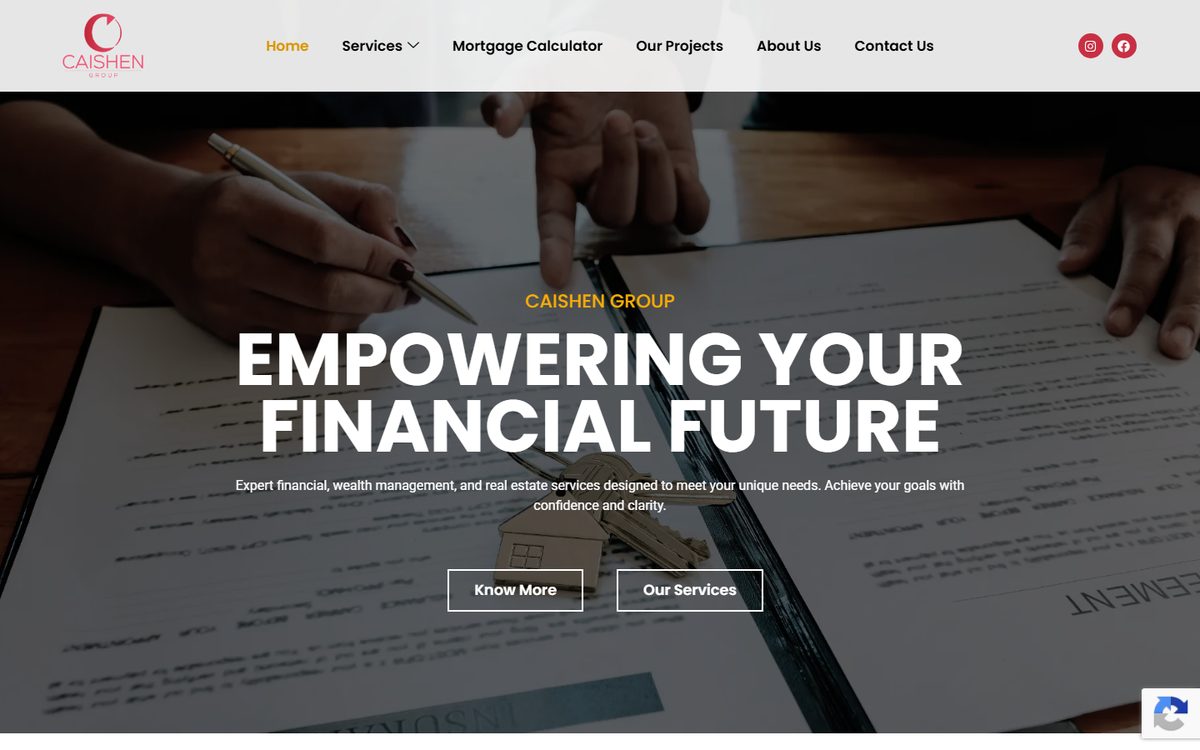 Homepage of Caishen Group (caishengroup.ca), a website built by AlphaIT