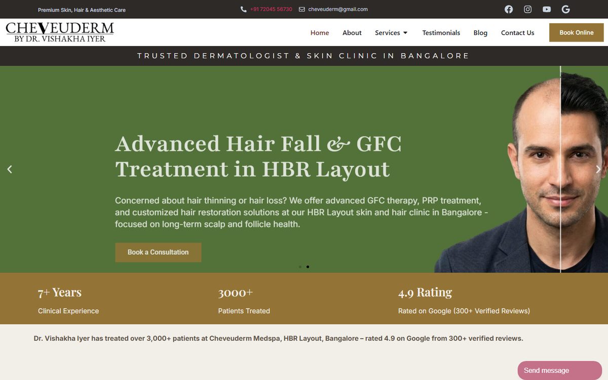 Homepage of Cheveuderm (cheveuderm.com), a website built by AlphaIT
