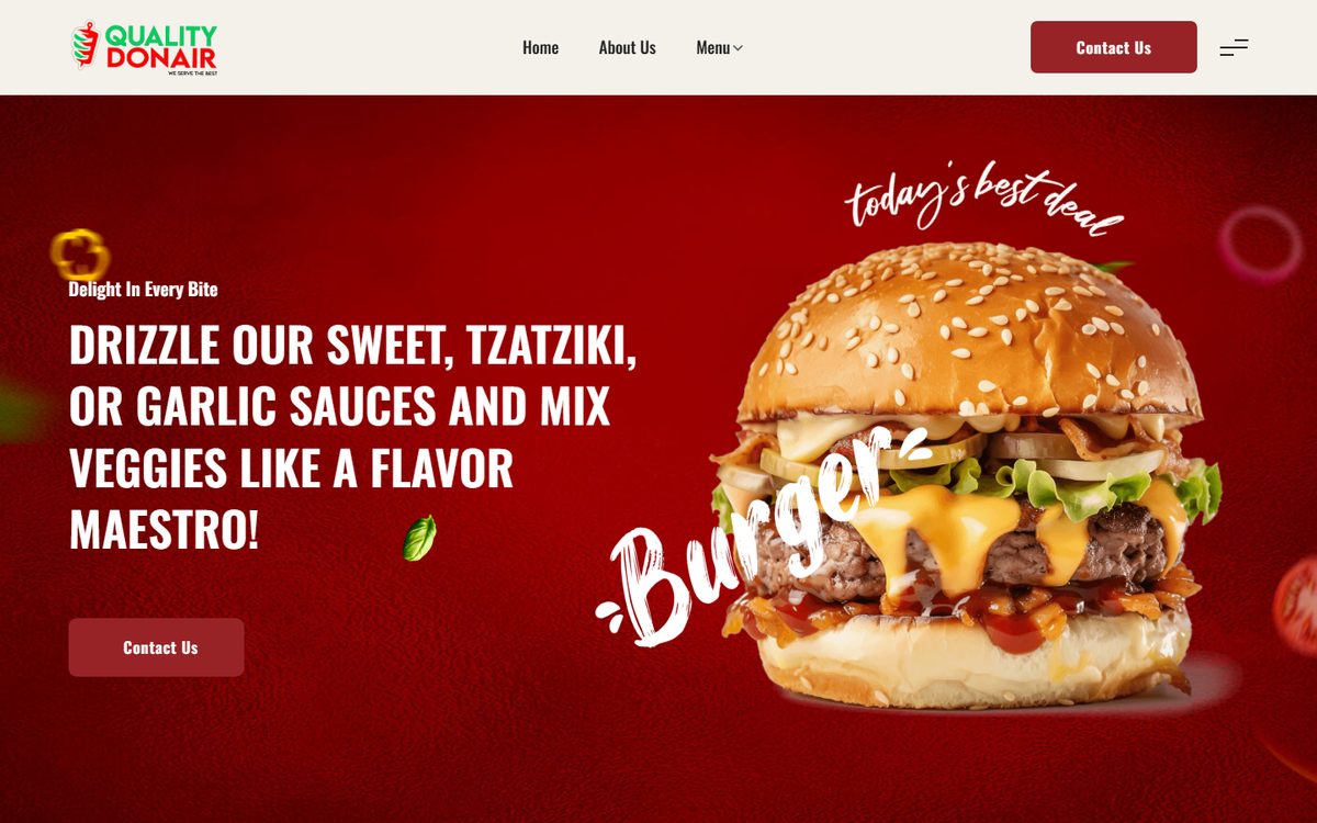 Homepage of Quality Donair (qualitydonair.ca), a website built by AlphaIT