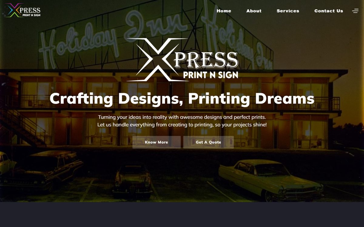 Homepage of Xpress Print n Sign (xpns.ca), a website built by AlphaIT